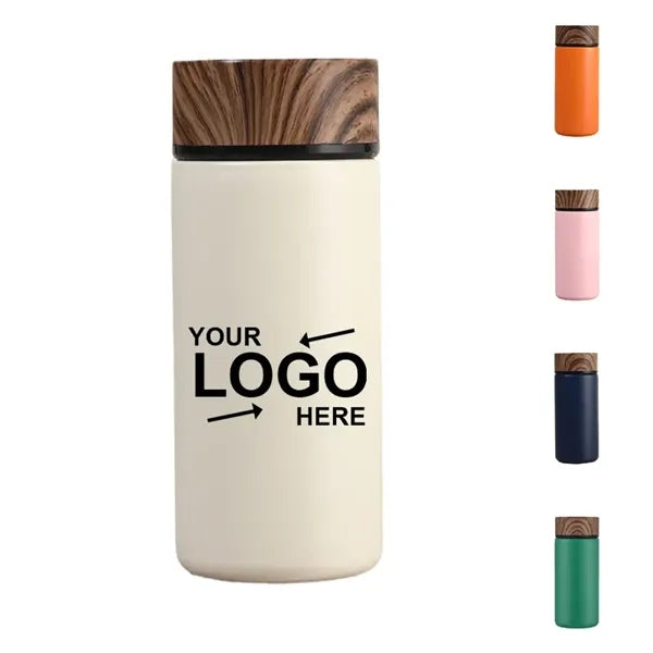10Oz Vacumm Bottle With Wood Grain Lid