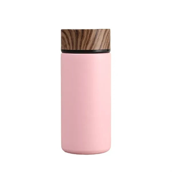 10Oz Vacumm Bottle With Wood Grain Lid