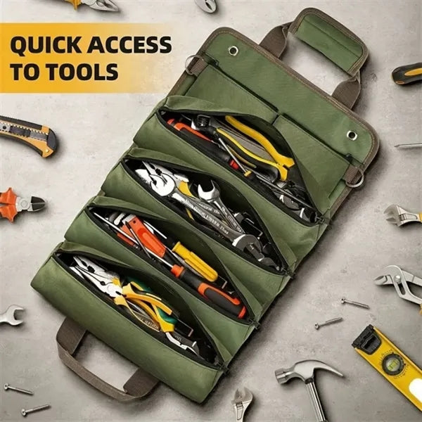 Portable Roll-Up Tool Organizer - Durable & Compact Storage