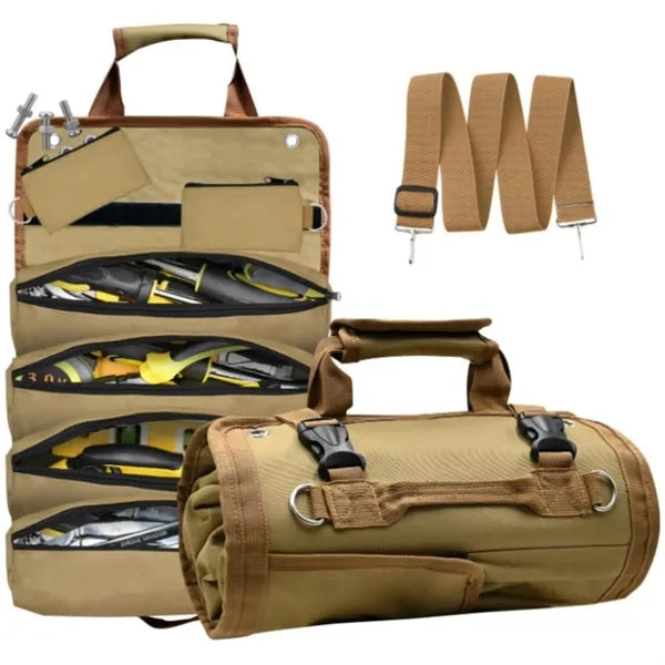 Portable Roll-Up Tool Organizer - Durable & Compact Storage