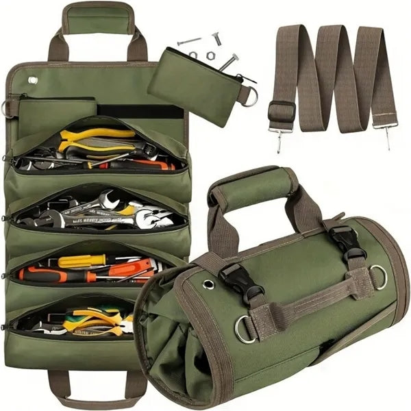 Portable Roll-Up Tool Organizer - Durable & Compact Storage