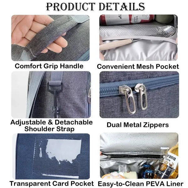 Double-Layer 24-Can Cooler Bag with PEVA Liner, Multi-Use