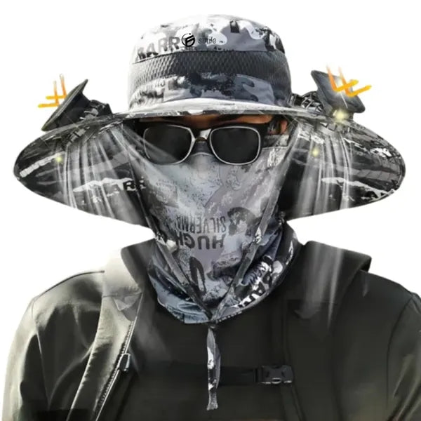Solar Fan Fishing Hat - Wide Brim Outdoor Cooling Cap