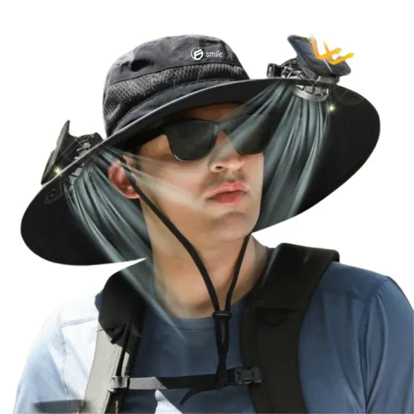 Solar Fan Fishing Hat - Wide Brim Outdoor Cooling Cap