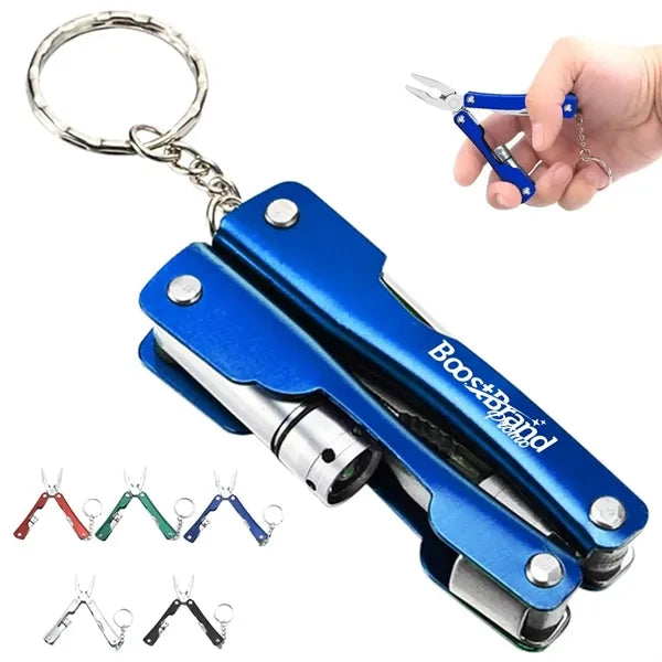 Folding Multi Tool Pliers with LED Light Keychain