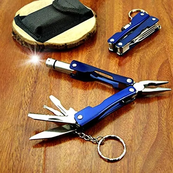 Folding Multi Tool Pliers with LED Light Keychain