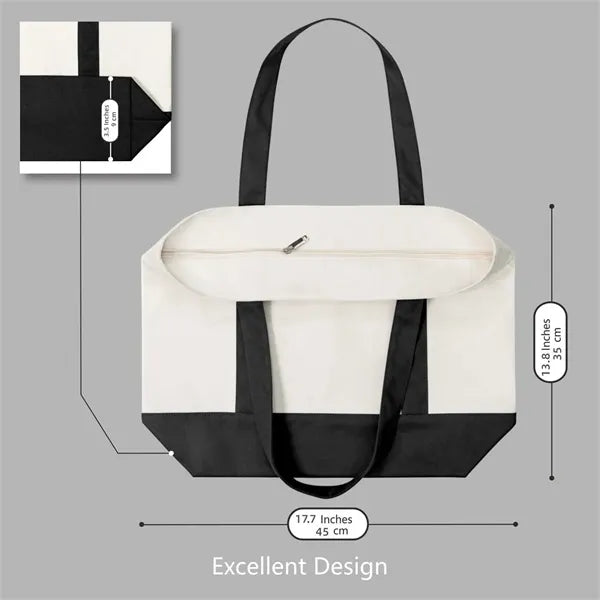 Canvas Handbag With Exterior Pocket