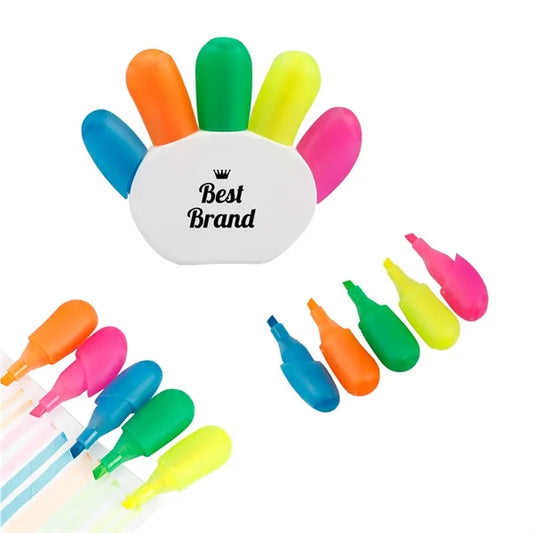 Palm Shape Five-Color Fluorescent Pens Set