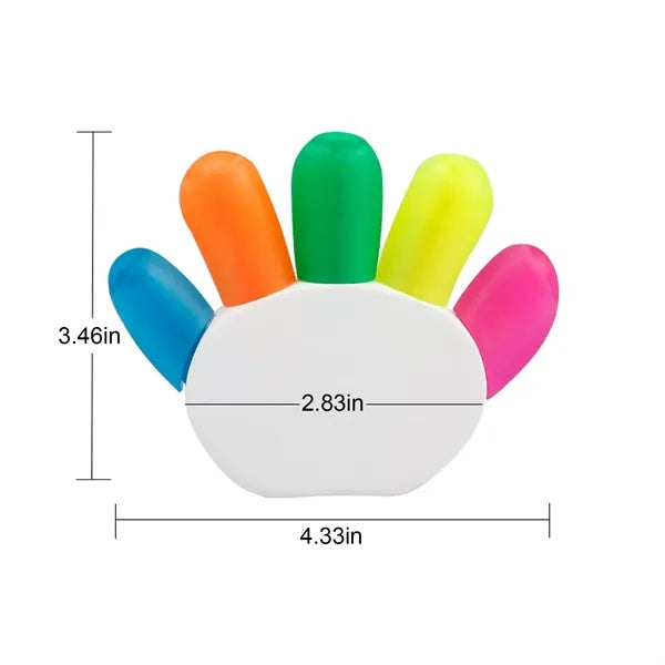 Palm Shape Five-Color Fluorescent Pens Set