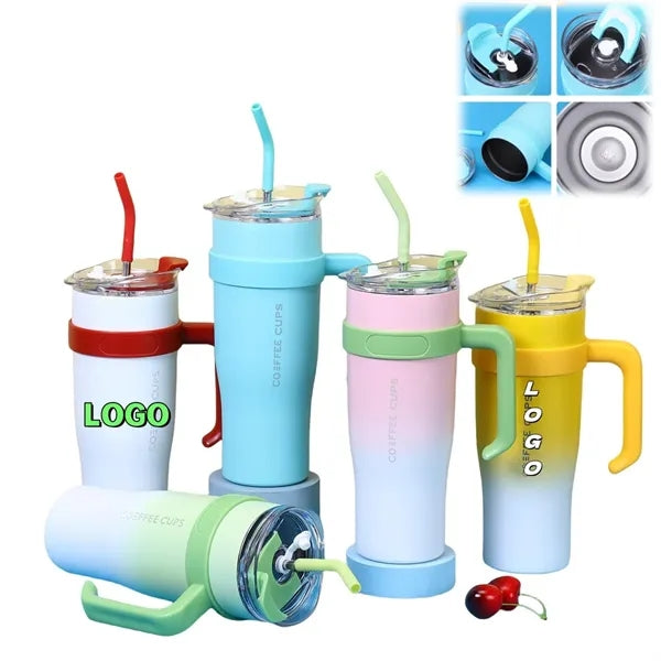40oz Stainless Steel tumbler with Straw and Handle