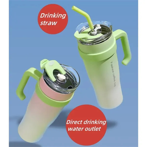 40oz Stainless Steel tumbler with Straw and Handle