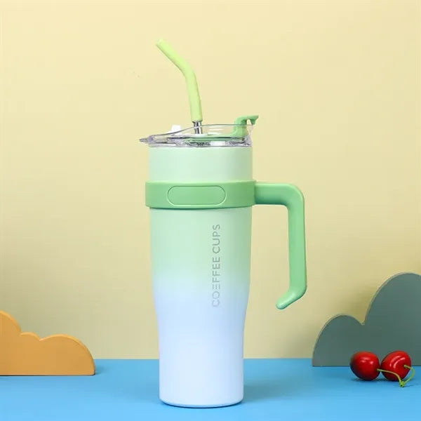 40oz Stainless Steel tumbler with Straw and Handle