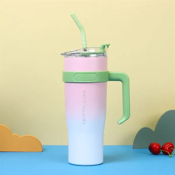 40oz Stainless Steel tumbler with Straw and Handle