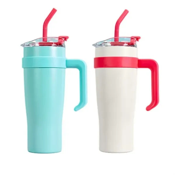 40oz Stainless Steel tumbler with Straw and Handle