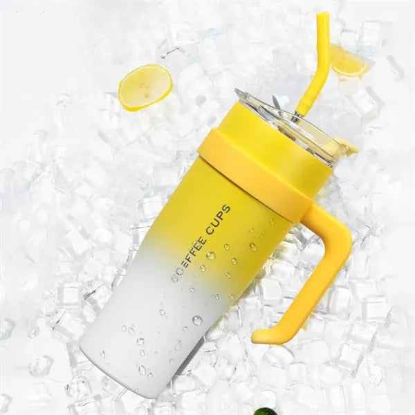 40oz Stainless Steel tumbler with Straw and Handle