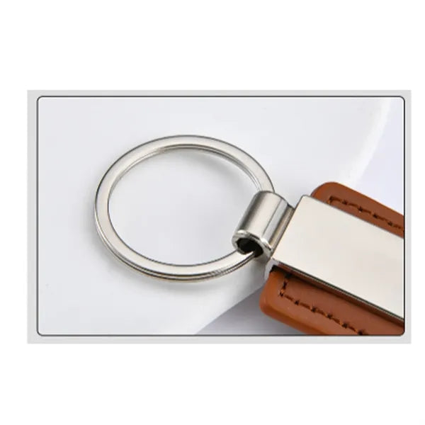 Metal Car Keychain With PU Leather