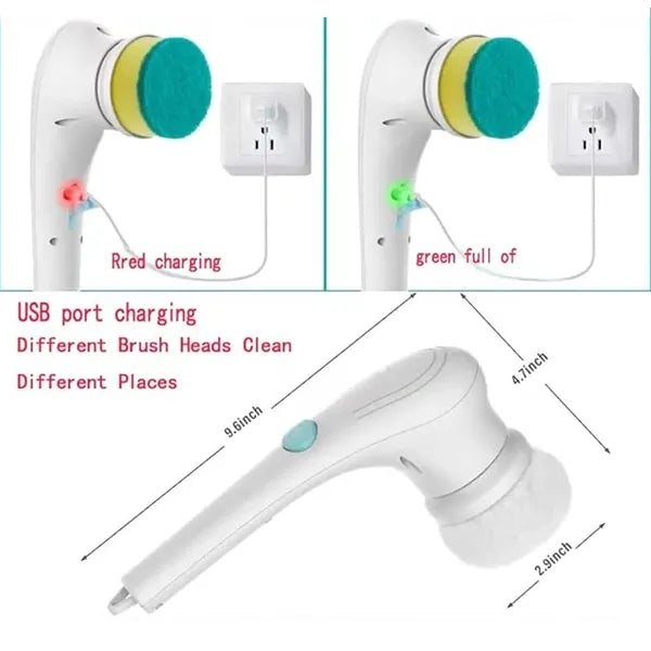 Rechargeable Electric Cleaning Brush 5 In 1