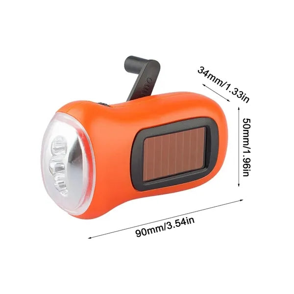 Hand Crank LED Flashlight with Solar Panel