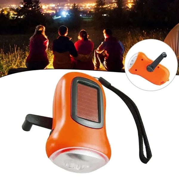Hand Crank LED Flashlight with Solar Panel