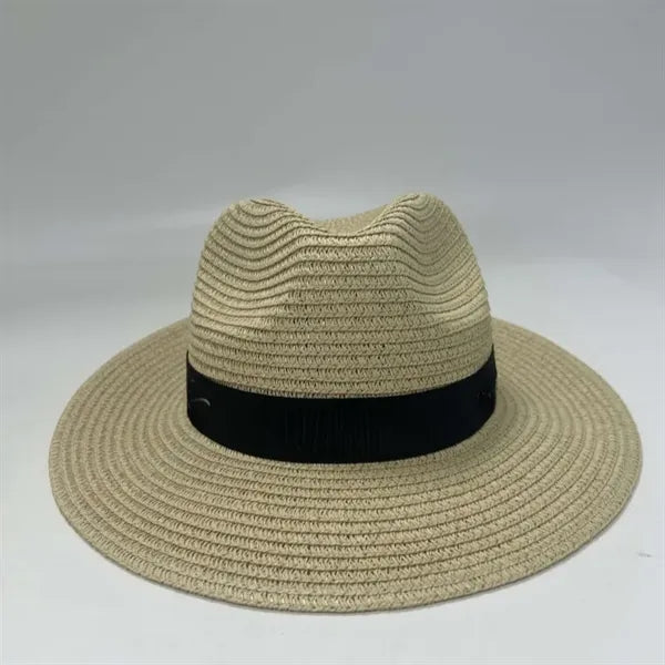 Durable Panama Straw Hat with Customized Colorful Ribbon