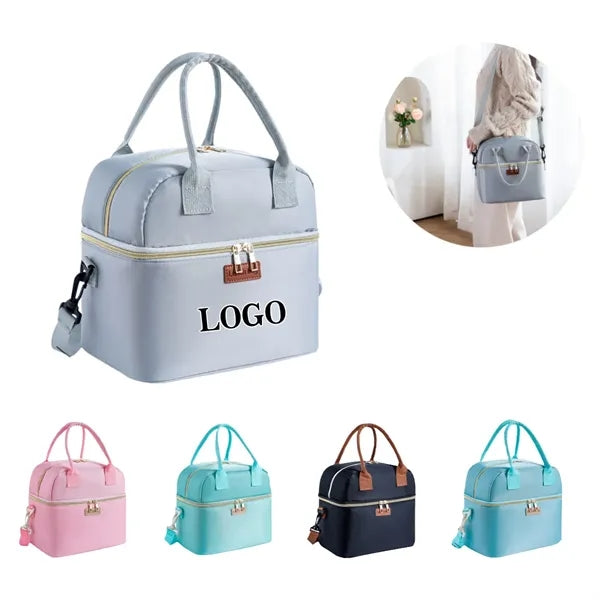 Women and men double-layer insulated lunch bag