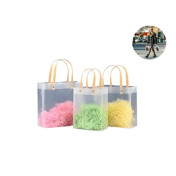 Frosted Gift Bag with Straw Handle