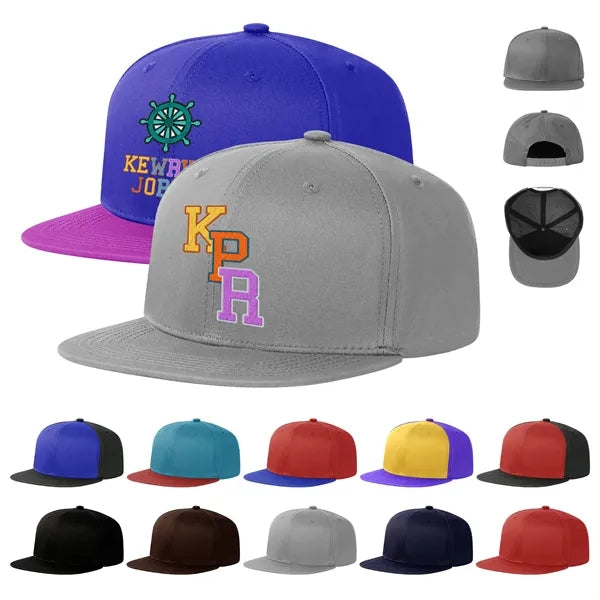 Cotton Twill Flat Visor 6 Panel Baseball Cap