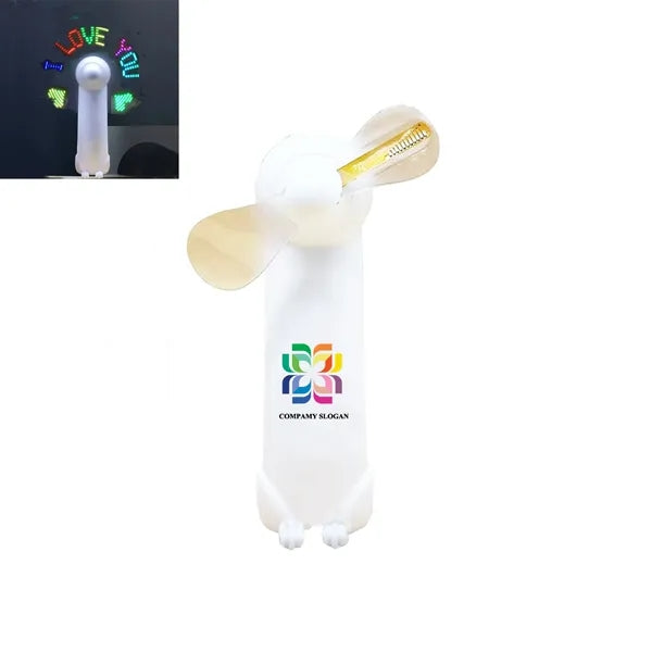 Hand Held Pre-Programmed Mini Flash Message Fan with LED
