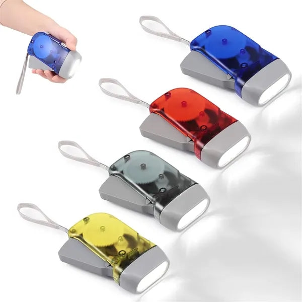 Dual LED Manual Dynamo Flashlight with Hand Crank Power