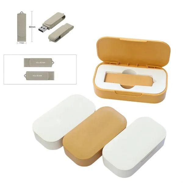 Wheat Straw USB Flash Drive with Case