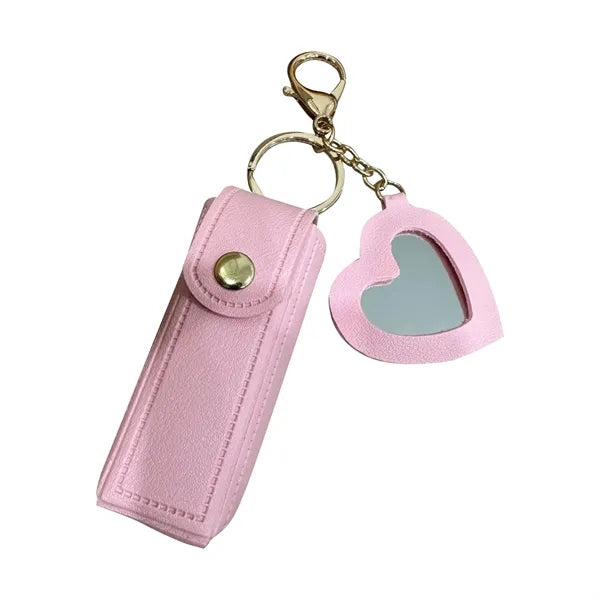 Chapstick Holder Key Chain with Mirror