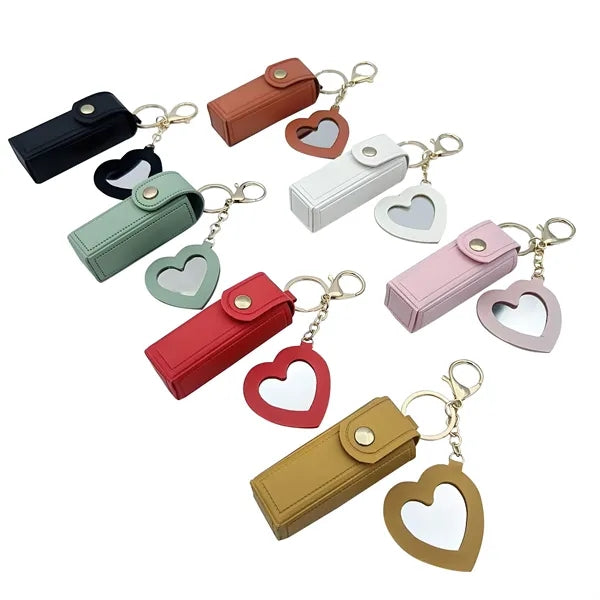 Chapstick Holder Key Chain with Mirror