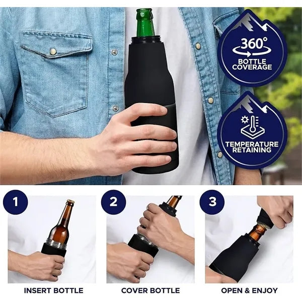 Beer Bottle and Can Cooler W/ Beer Opener