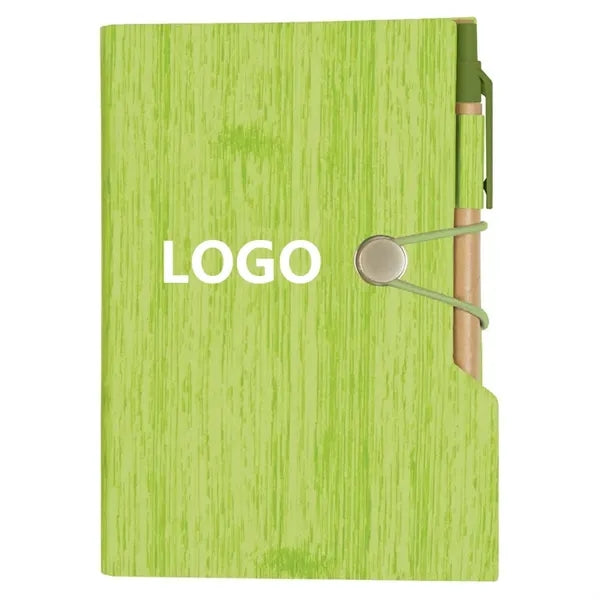 Woodgrain Look Notebook With Sticky Notes And Flags