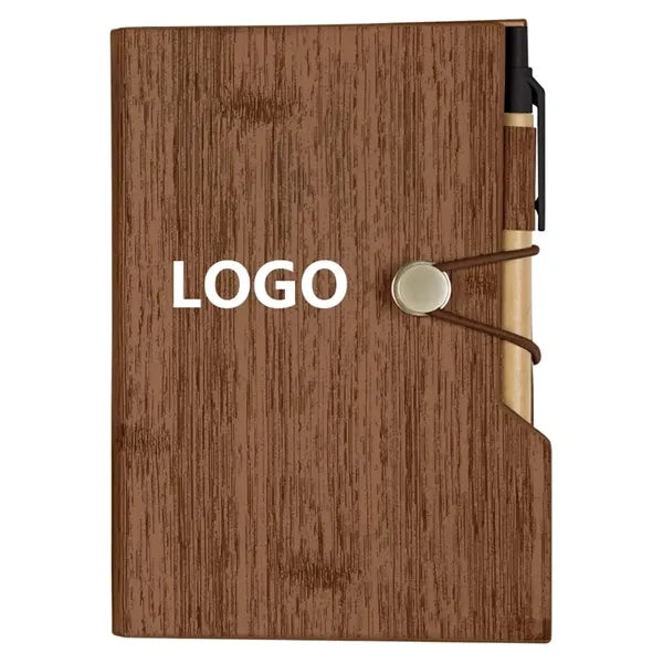Woodgrain Look Notebook With Sticky Notes And Flags