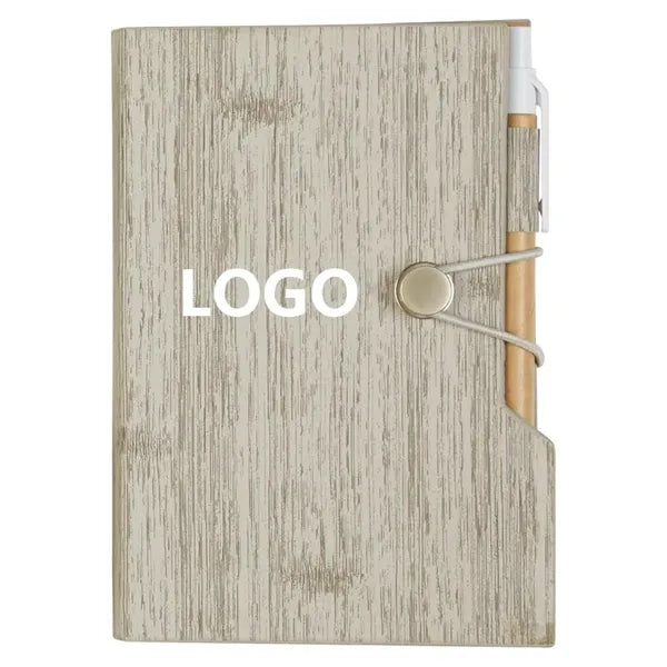 Woodgrain Look Notebook With Sticky Notes And Flags