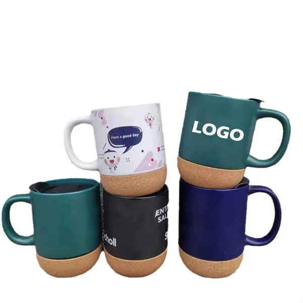 12OZ Cork Base Bottom Ceramic Mug Cup