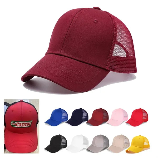 Cotton Mesh Baseball Cap Embroidery Customization