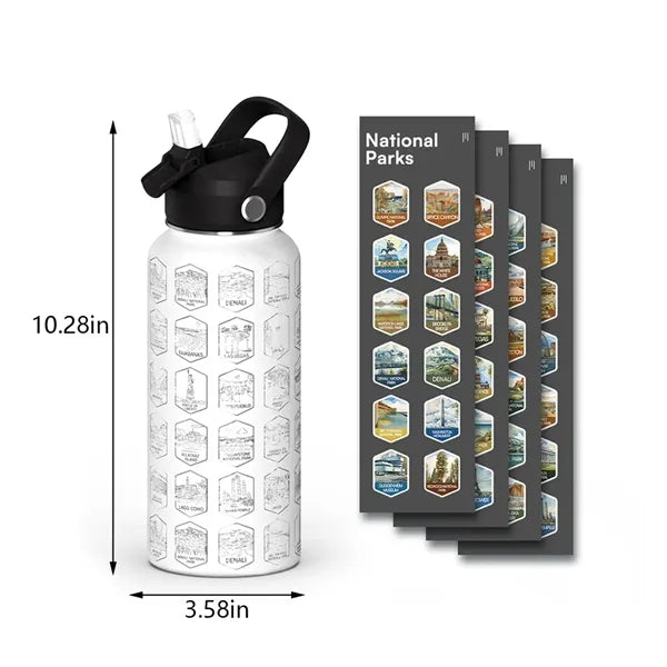 32 oz travel sport national parks water bottle with stickers