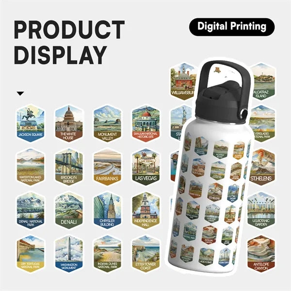 32 oz travel sport national parks water bottle with stickers