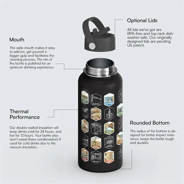 32 oz travel sport national parks water bottle with stickers