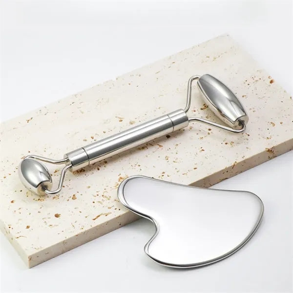 Stainless Steel Gua Sha And Facial Roller Gift Set
