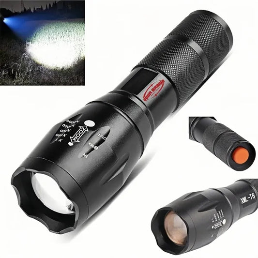 Zoomable Aluminum LED Flashlight With Rechargeable Battery