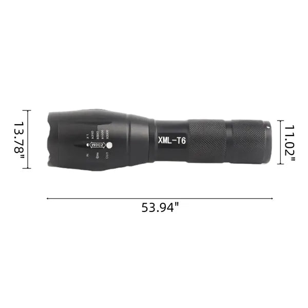 Zoomable Aluminum LED Flashlight With Rechargeable Battery