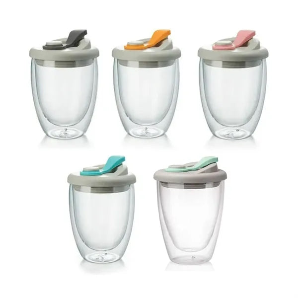 12oz. Double Wall Insulated Glass Tumbler with Lid