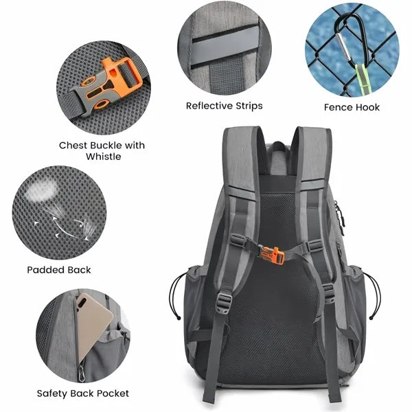 48L Tennis Backpack With Shoe Compartment And Racket Holder