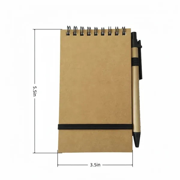 Eco Spiral Notebook With Recycled Pen And Elastic Closure