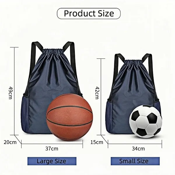 Drawstring Sports Backpack With Mesh Sides And Dual Straps
