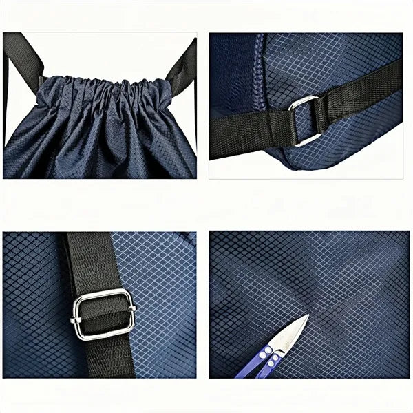 Drawstring Sports Backpack With Mesh Sides And Dual Straps