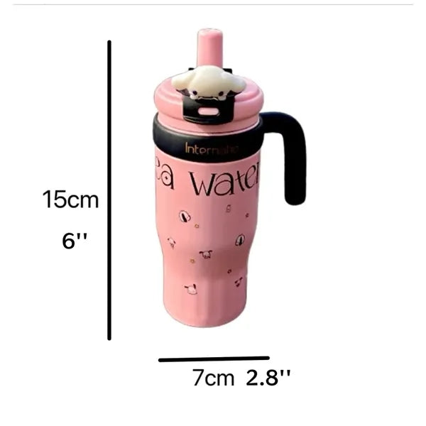 19oz Stainless Steel Tumbler with Straw and Handle
